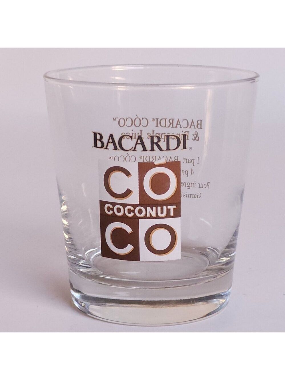 BACARDI COCONUT RUM GLASS with mixing recipe